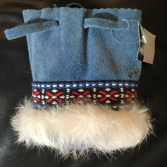 Vintage TILLEY blue Suede leather drawstring pouch - Picture 4 of 8